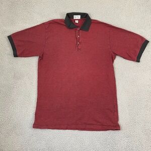 Vintage Sea Palms Hartwell Polo Men L Red Black Houndstooth Preppy Short Sleev